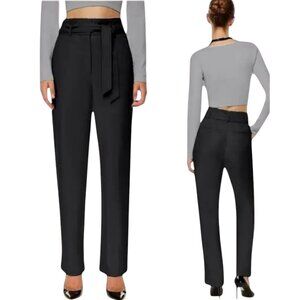 Aritzia Babaton Tie-Front High Rise Vegan Leather Pant In Black Size 0